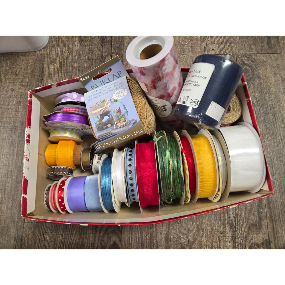 Scrapbook Crafting Border Embellishments Ribbon Twine Tulle Trim Mixed Lot